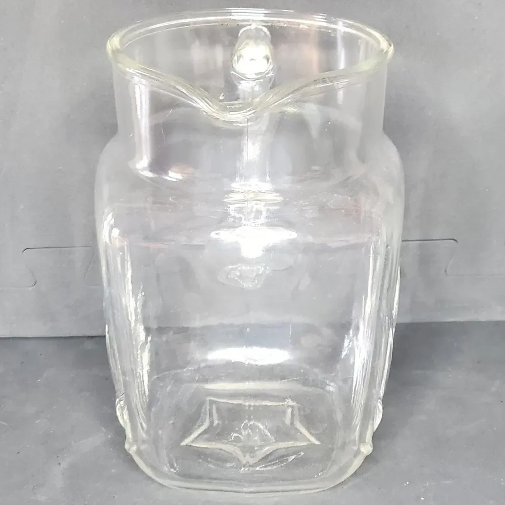 Federal Glass Clear Starburst Pitcher Small Square 6 Cup Breakfast MCM Vtg 1950